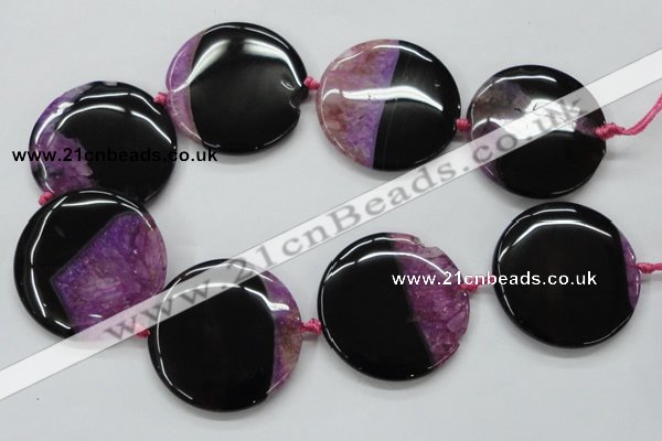 CAA449 15.5 inches 45mm flat round agate druzy geode  beads