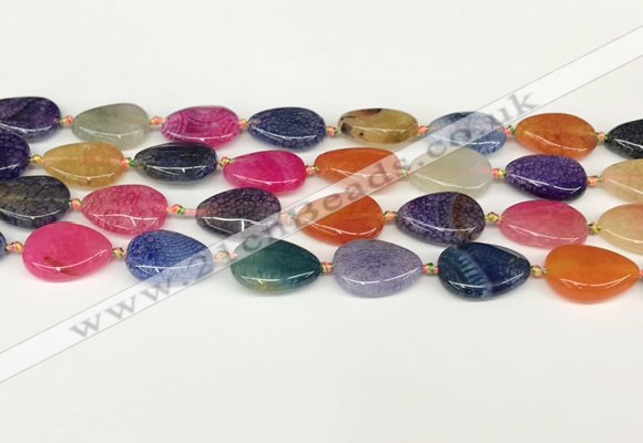 CAA4493 15.5 inches 15*20mm flat teardrop dragon veins agate beads