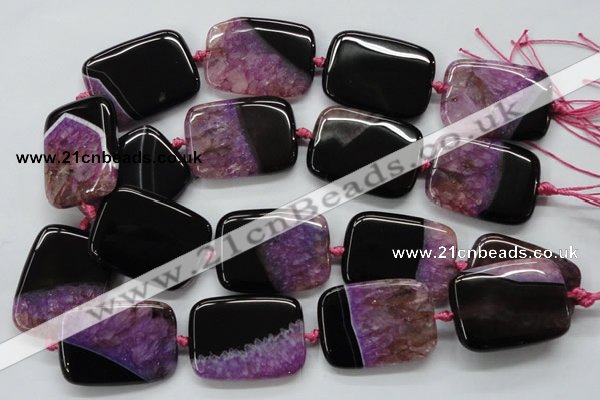 CAA450 15.5 inches 30*40mm rectangle agate druzy geode  beads