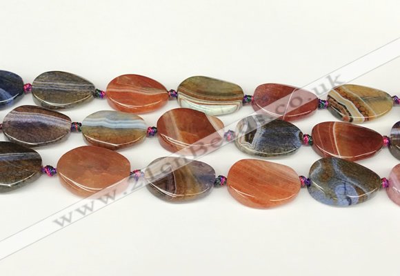 CAA4523 15.5 inches 20*26mm twisted oval dragon veins agate beads