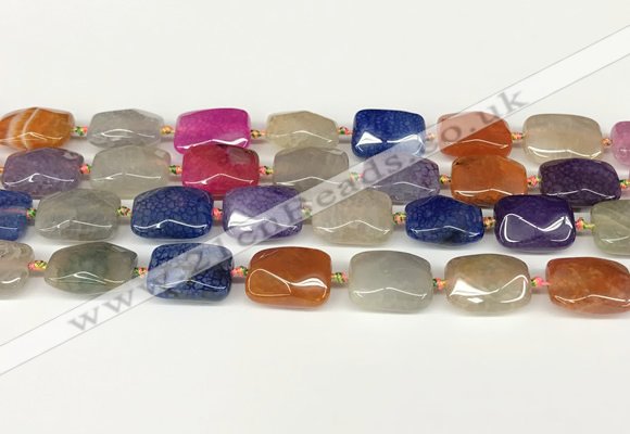 CAA4524 15.5 inches 13*18mm faceted rectangle dragon veins agate beads