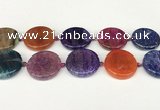 CAA4529 15.5 inches 30mm flat round dragon veins agate beads