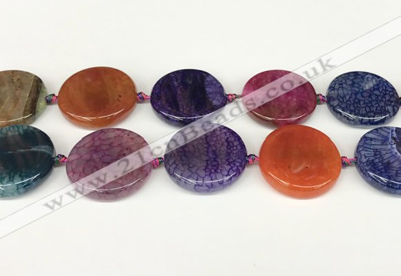 CAA4529 15.5 inches 30mm flat round dragon veins agate beads