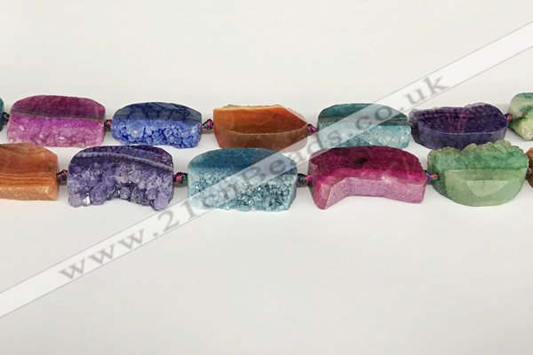 CAA4541 15.5 inches 22*32mm - 25*35mm freefrom agate druzy geode beads