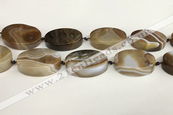 CAA4550 15.5 inches 30*40mm oval banded agate beads wholesale