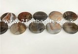 CAA4551 15.5 inches 30mm flat round banded agate beads wholesale