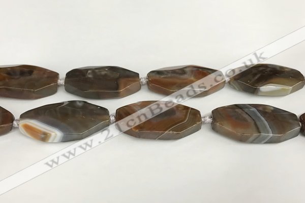 CAA4554 15.5 inches 22*42mm octagonal banded agate beads wholesale