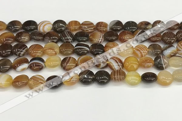 CAA4580 15.5 inches 10mm flat round banded agate beads wholesale