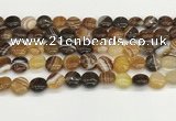 CAA4588 15.5 inches 12mm flat round banded agate beads wholesale