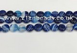 CAA4593 15.5 inches 12mm flat round banded agate beads wholesale