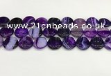 CAA4613 15.5 inches 18mm flat round banded agate beads wholesale