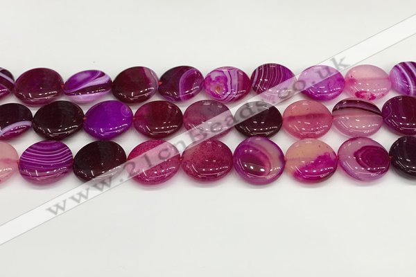 CAA4614 15.5 inches 18mm flat round banded agate beads wholesale