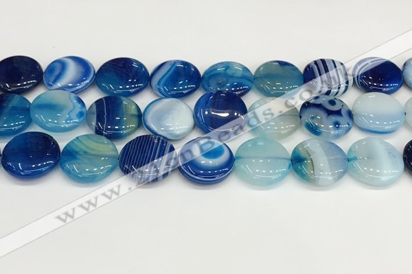 CAA4617 15.5 inches 18mm flat round banded agate beads wholesale