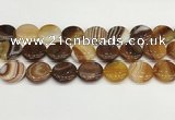 CAA4620 15.5 inches 20mm flat round banded agate beads wholesale