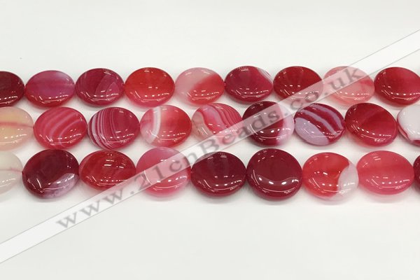 CAA4623 15.5 inches 20mm flat round banded agate beads wholesale