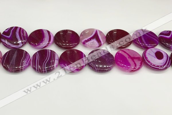 CAA4630 15.5 inches 25mm flat round banded agate beads wholesale