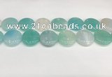 CAA4632 15.5 inches 25mm flat round banded agate beads wholesale