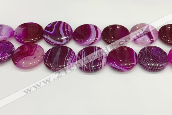CAA4638 15.5 inches 30mm flat round banded agate beads wholesale