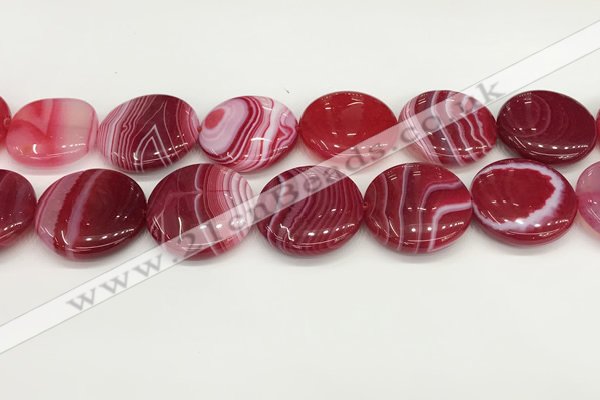 CAA4639 15.5 inches 30mm flat round banded agate beads wholesale