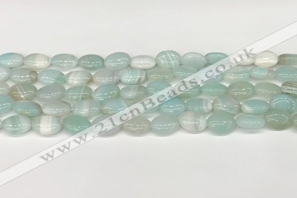 CAA4649 15.5 inches 10*14mm oval banded agate beads wholesale