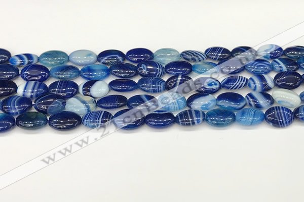 CAA4650 15.5 inches 10*14mm oval banded agate beads wholesale