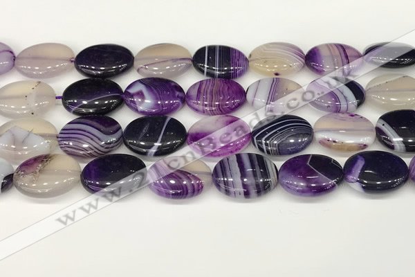 CAA4670 15.5 inches 15*20mm oval banded agate beads wholesale