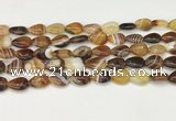 CAA4686 15.5 inches 10*14mm flat teardrop banded agate beads wholesale