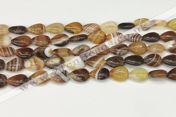 CAA4686 15.5 inches 10*14mm flat teardrop banded agate beads wholesale