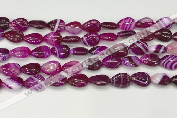 CAA4688 15.5 inches 10*14mm flat teardrop banded agate beads wholesale