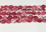 CAA4689 15.5 inches 10*14mm flat teardrop banded agate beads wholesale