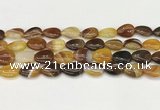 CAA4694 15.5 inches 12*16mm flat teardrop banded agate beads wholesale