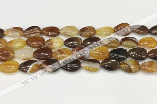 CAA4694 15.5 inches 12*16mm flat teardrop banded agate beads wholesale