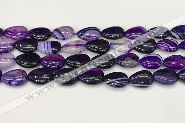 CAA4695 15.5 inches 12*16mm flat teardrop banded agate beads wholesale