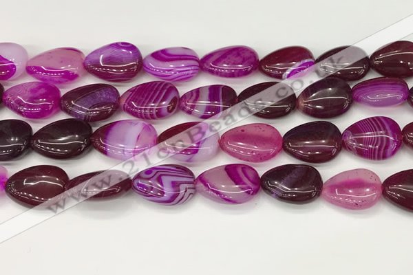 CAA4704 15.5 inches 13*18mm flat teardrop banded agate beads wholesale