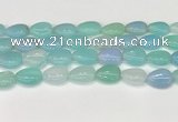 CAA4706 15.5 inches 13*18mm flat teardrop banded agate beads wholesale