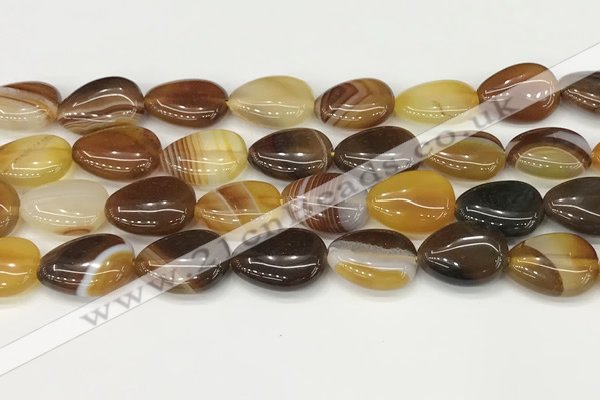 CAA4710 15.5 inches 15*20mm flat teardrop banded agate beads wholesale