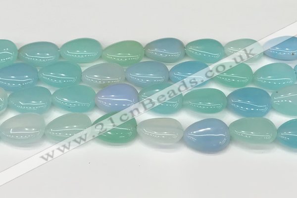 CAA4714 15.5 inches 15*20mm flat teardrop banded agate beads wholesale