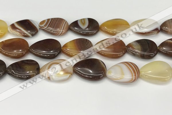 CAA4718 15.5 inches 18*25mm flat teardrop banded agate beads wholesale