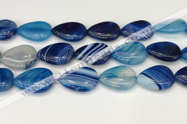 CAA4723 15.5 inches 18*25mm flat teardrop banded agate beads wholesale