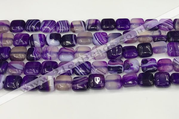 CAA4727 15.5 inches 10*10mm square banded agate beads wholesale