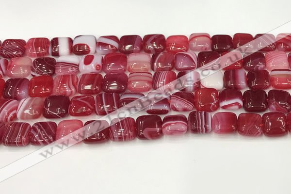 CAA4729 15.5 inches 10*10mm square banded agate beads wholesale