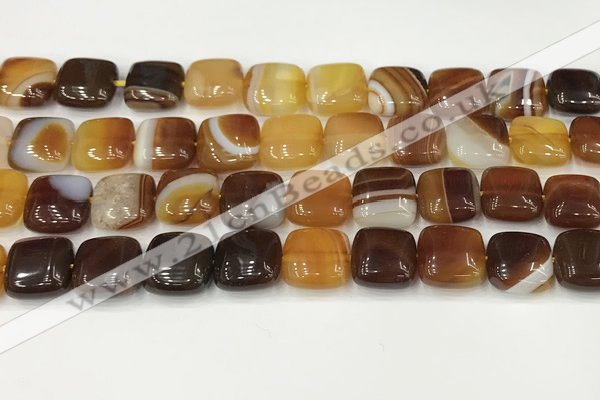 CAA4734 15.5 inches 12*12mm square banded agate beads wholesale