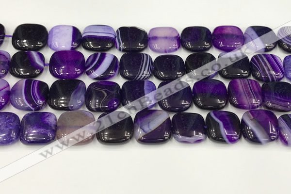CAA4742 15.5 inches 14*14mm square banded agate beads wholesale
