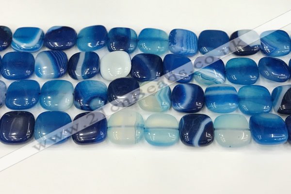 CAA4746 15.5 inches 14*14mm square banded agate beads wholesale