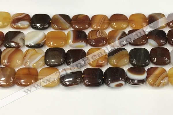 CAA4749 15.5 inches 16*16mm square banded agate beads wholesale