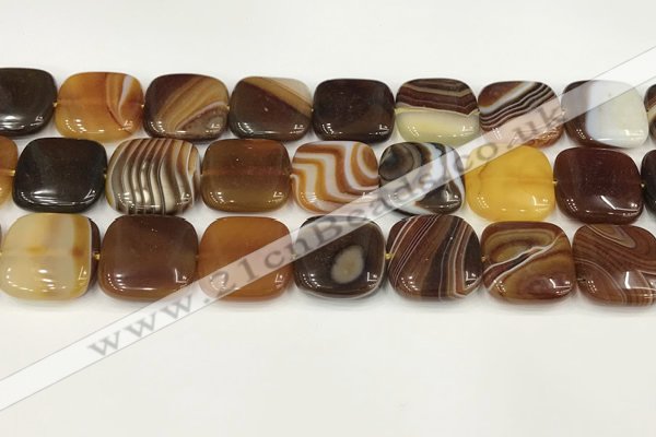 CAA4765 15.5 inches 20*20mm square banded agate beads wholesale