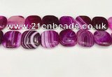 CAA4775 15.5 inches 25*25mm square banded agate beads wholesale