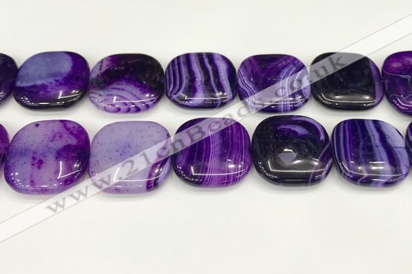 CAA4782 15.5 inches 30*30mm square banded agate beads wholesale