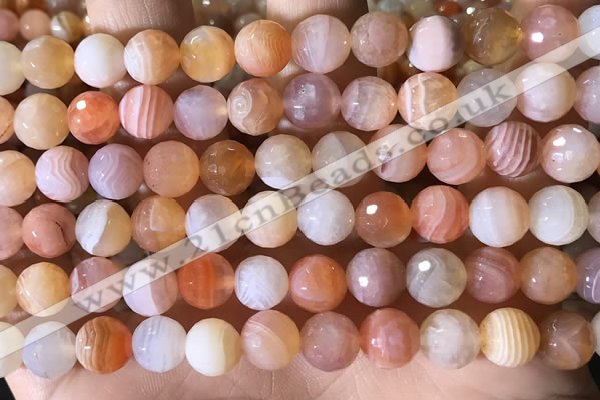 CAA4856 15.5 inches 8mm faceted round botswana agate beads