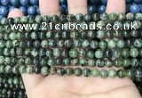 CAA4964 15.5 inches 4mm round green dendritic agate beads